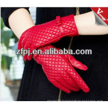 Leather Women Red Warm Driving Gloves
